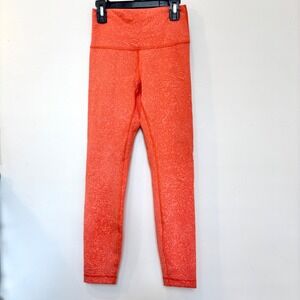 LULULEMON Wunder Train High-Rise Leggings 25" Size 4 Crunch Coral Orange Pattern